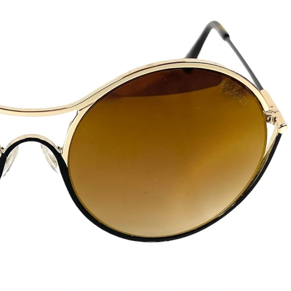 BALMAIN 52mm Round Sunglasses Gold Made In France